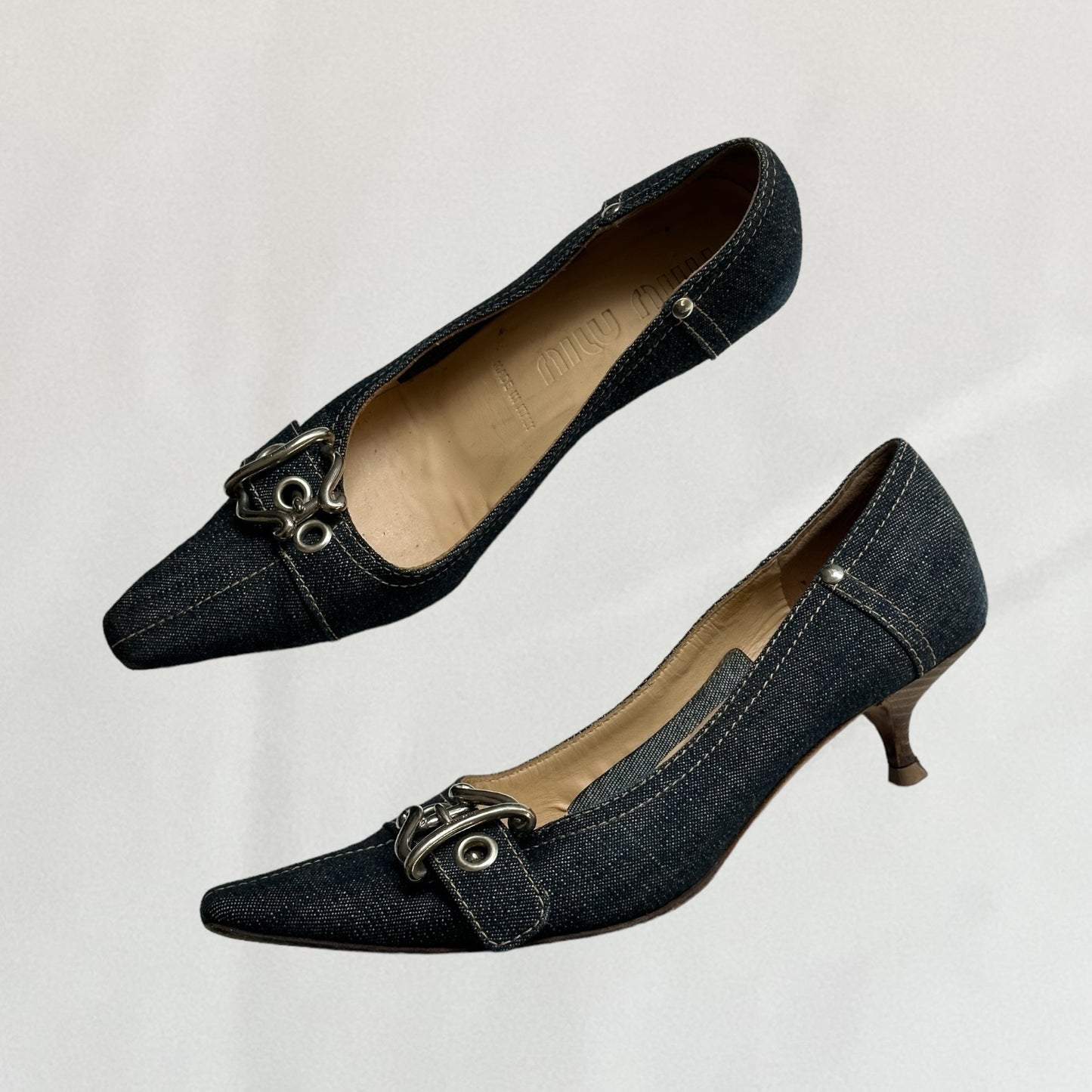 Miu Miu kitten heels with buckle detail
