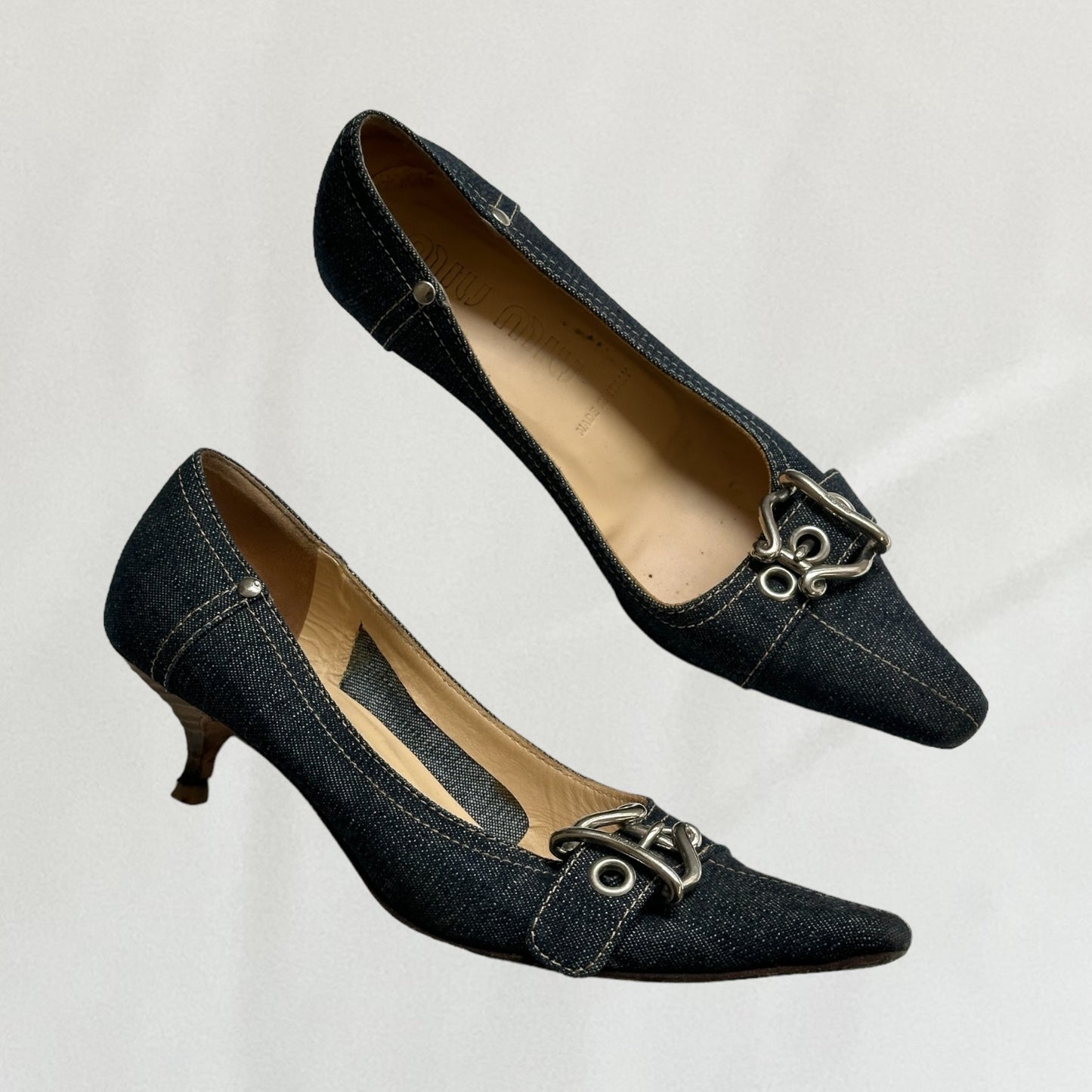 Miu Miu kitten heels with buckle detail