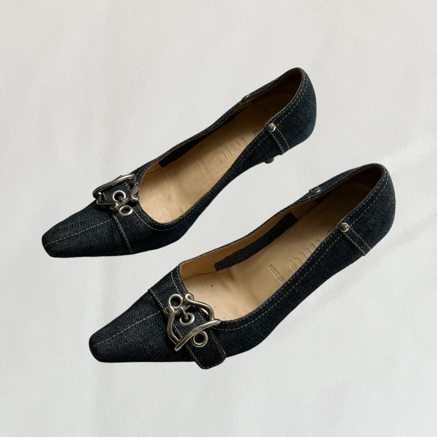 Miu Miu kitten heels with buckle detail