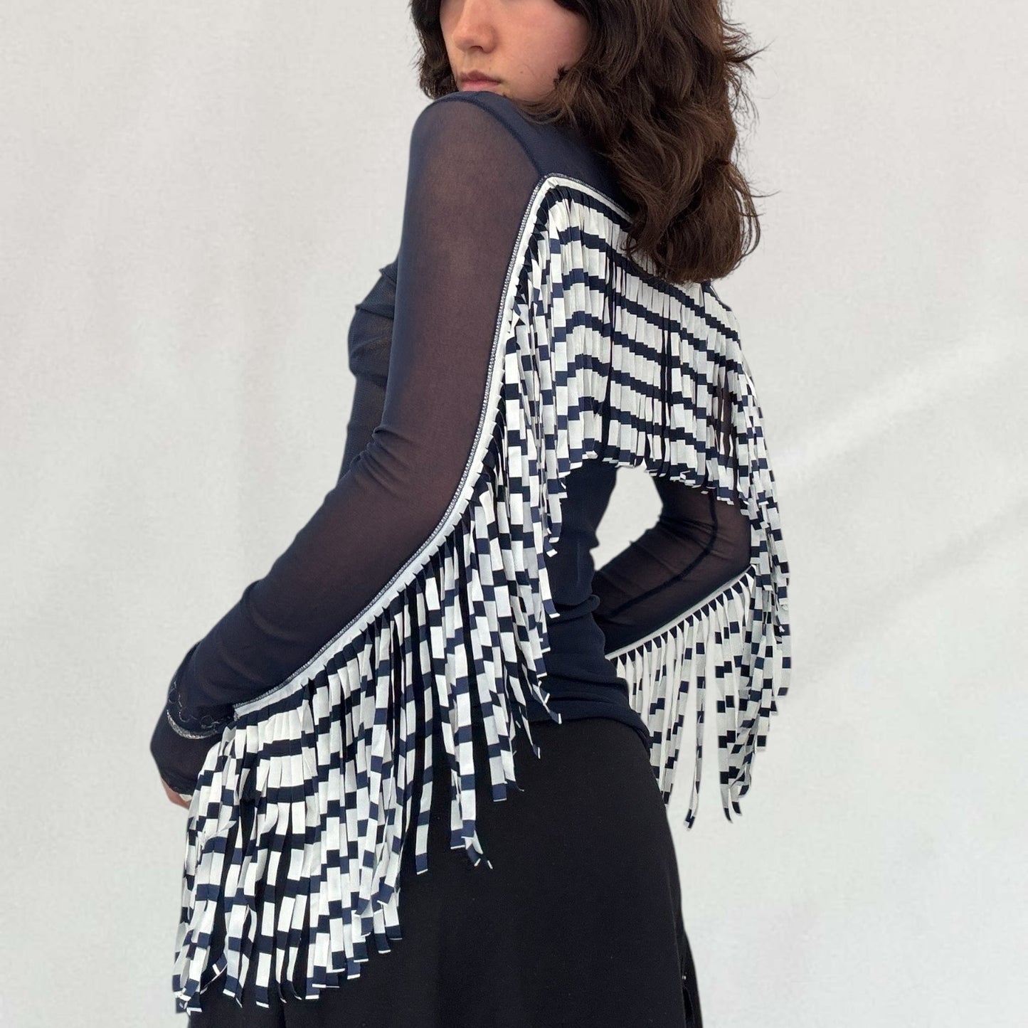 Jean-Paul Gaultier fringe mesh shirt