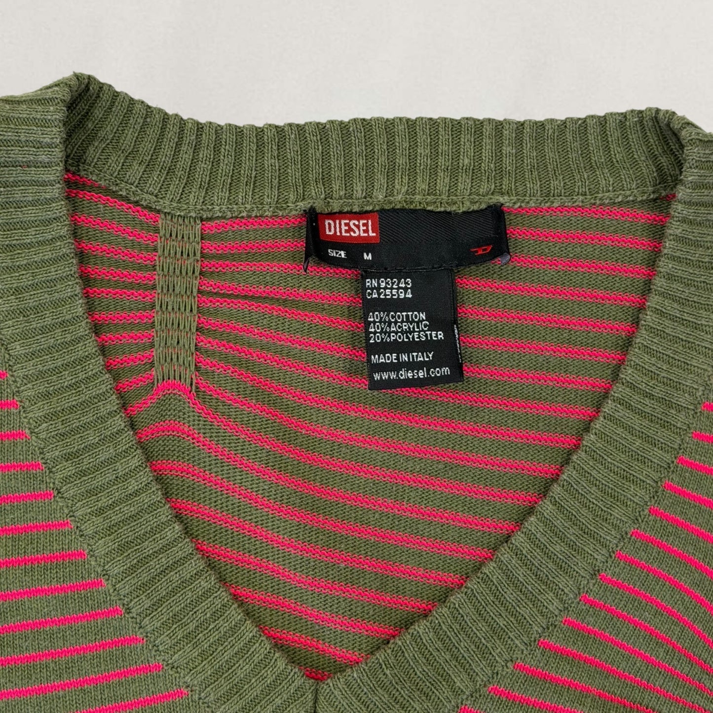 Diesel striped V-neck jumper