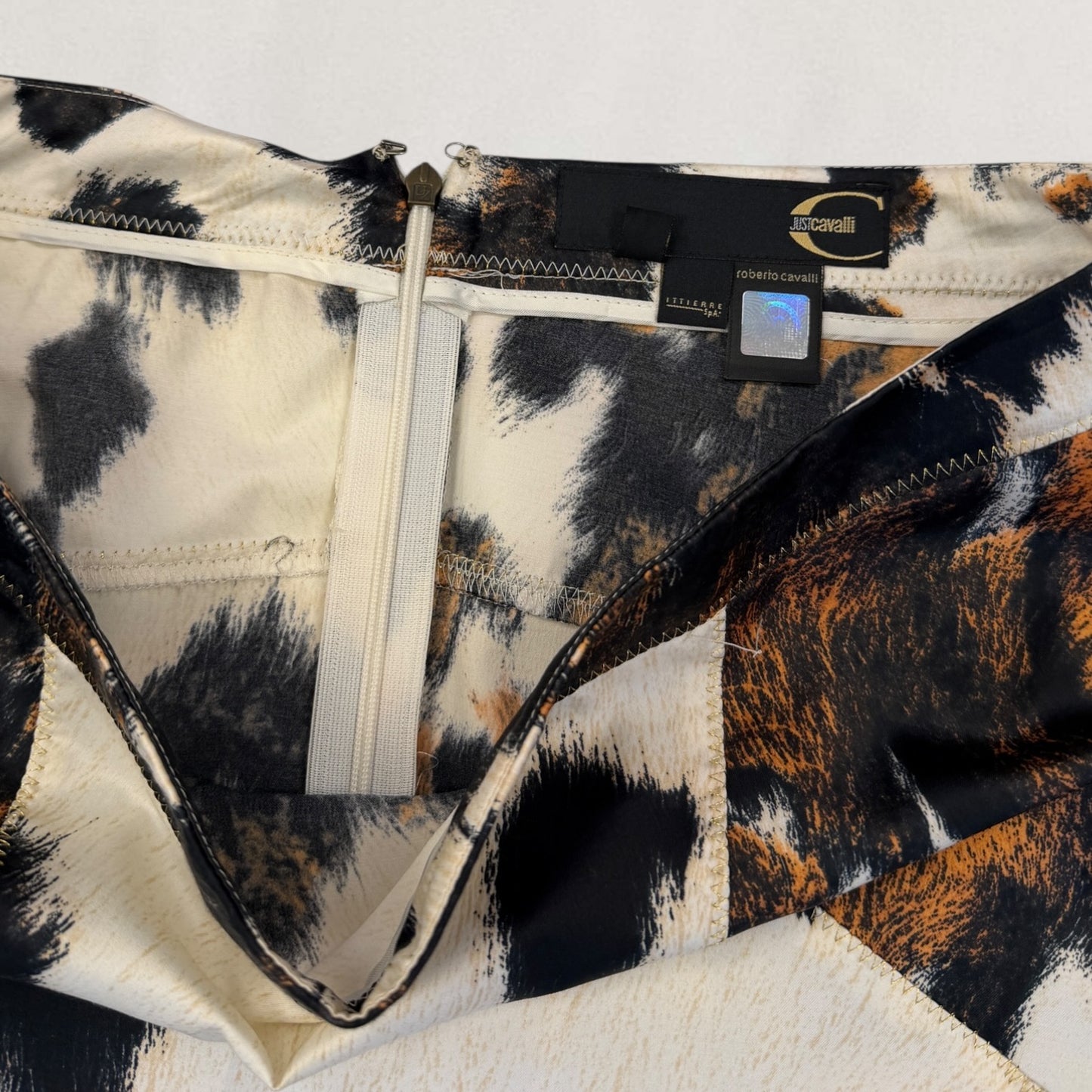Roberto Cavalli cowhide print skirt