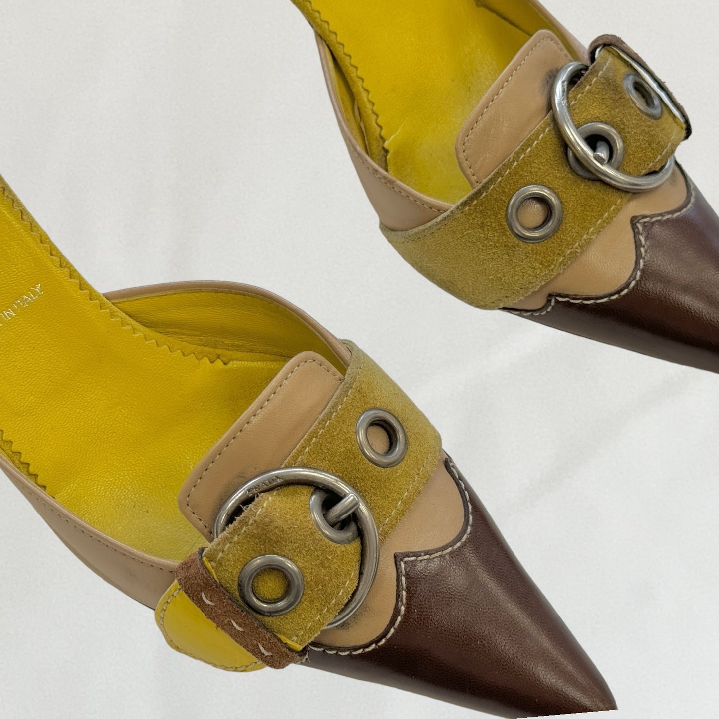 Prada buckle kitten heels