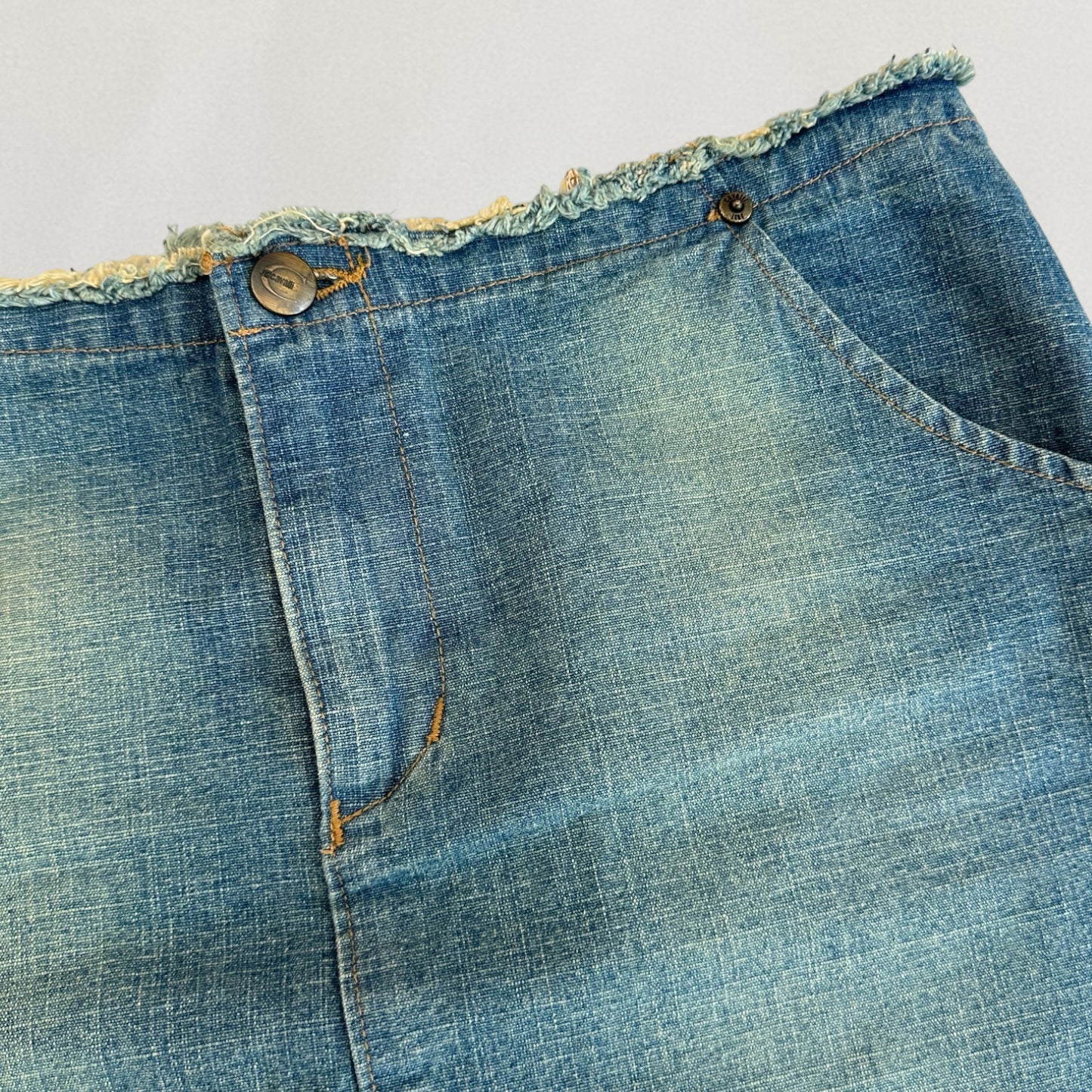 Roberto Cavalli asymmetric denim skirt