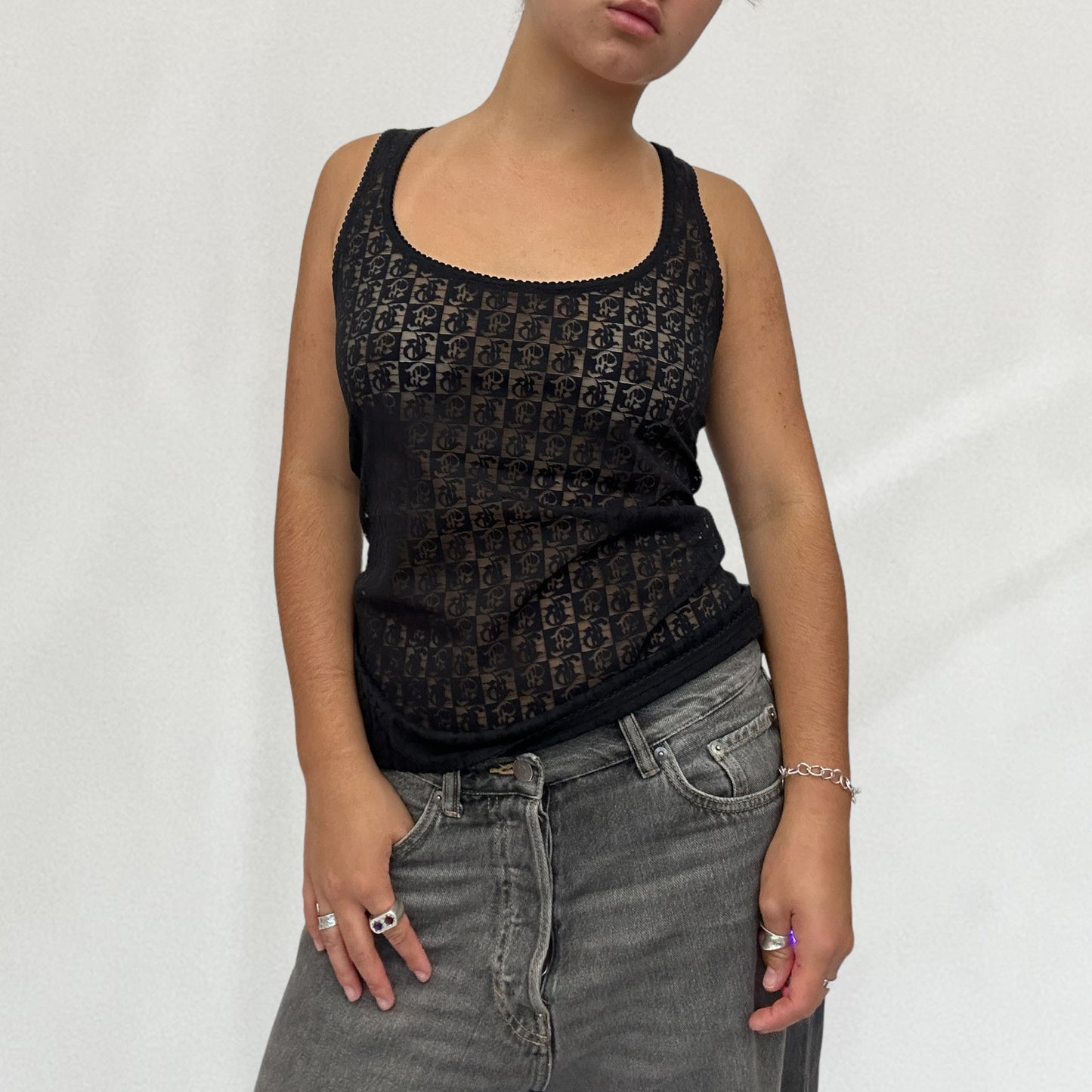 John Galliano monogram print vest top