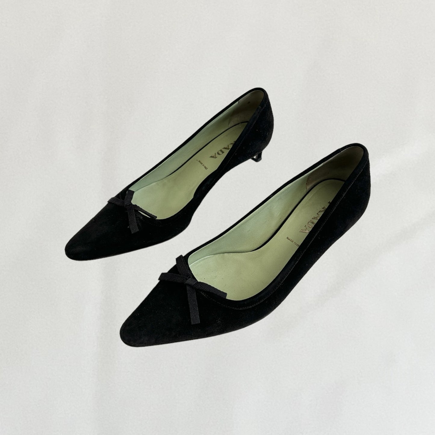 Prada suede kitten heels