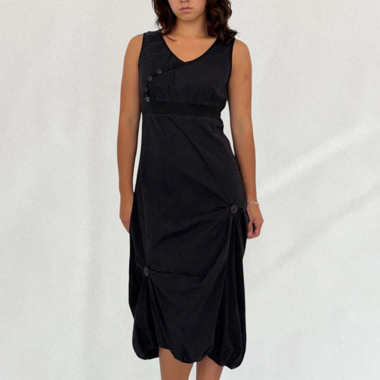 Vintage black Cop Copine midi dress with button details