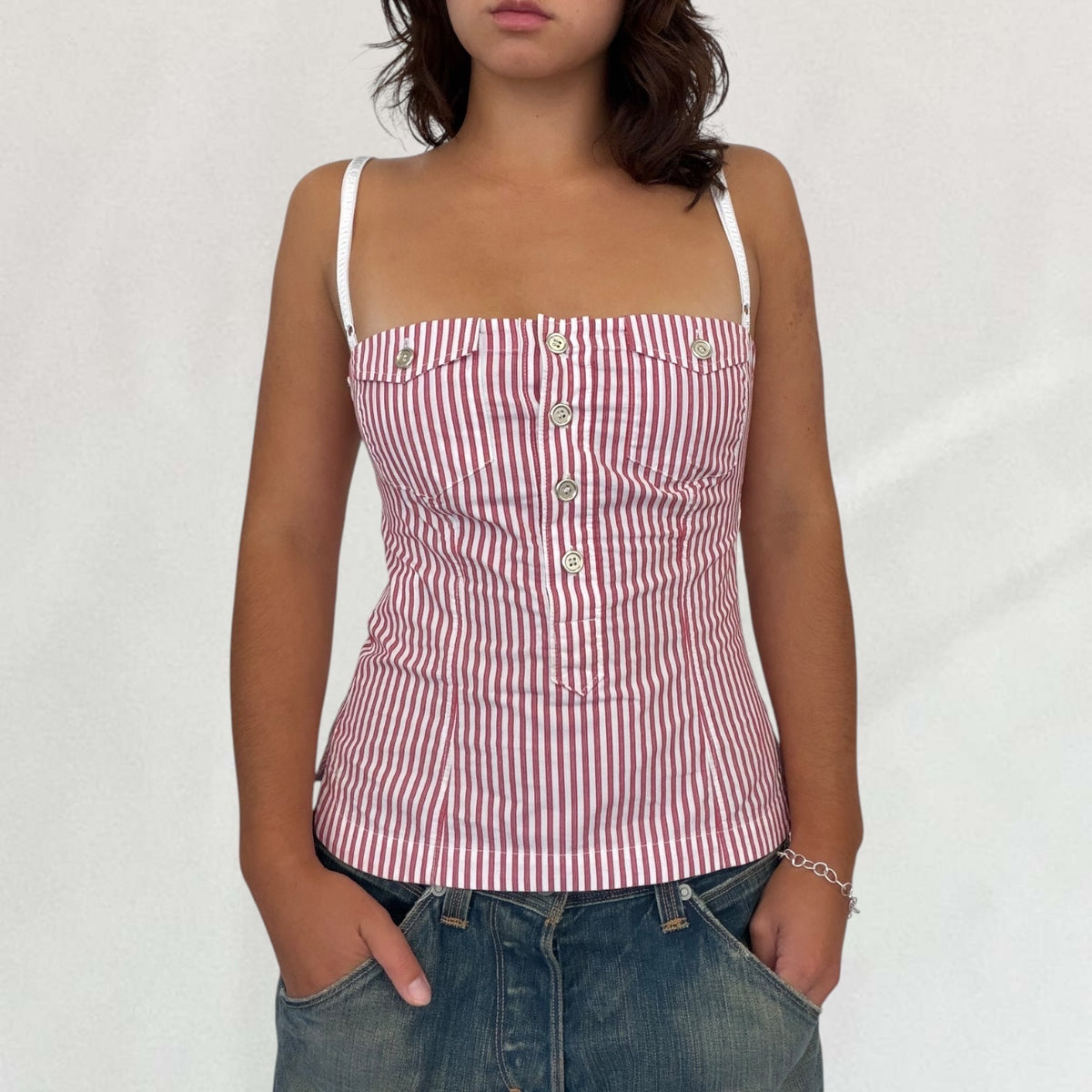 Dolce & Gabbana pinstripe fitted cami top