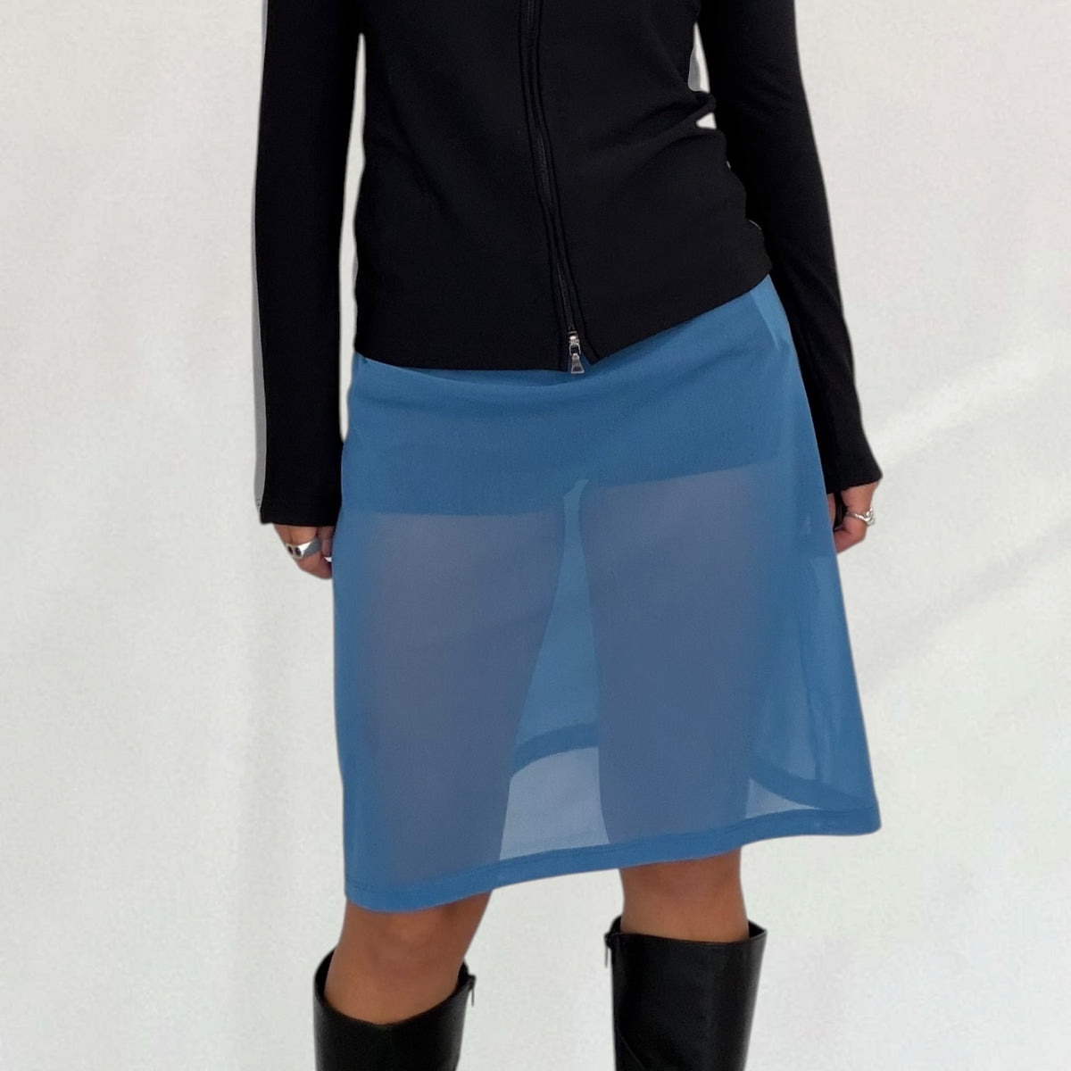Vintage Save The Queen blue mesh midi skirt – Vival Studios