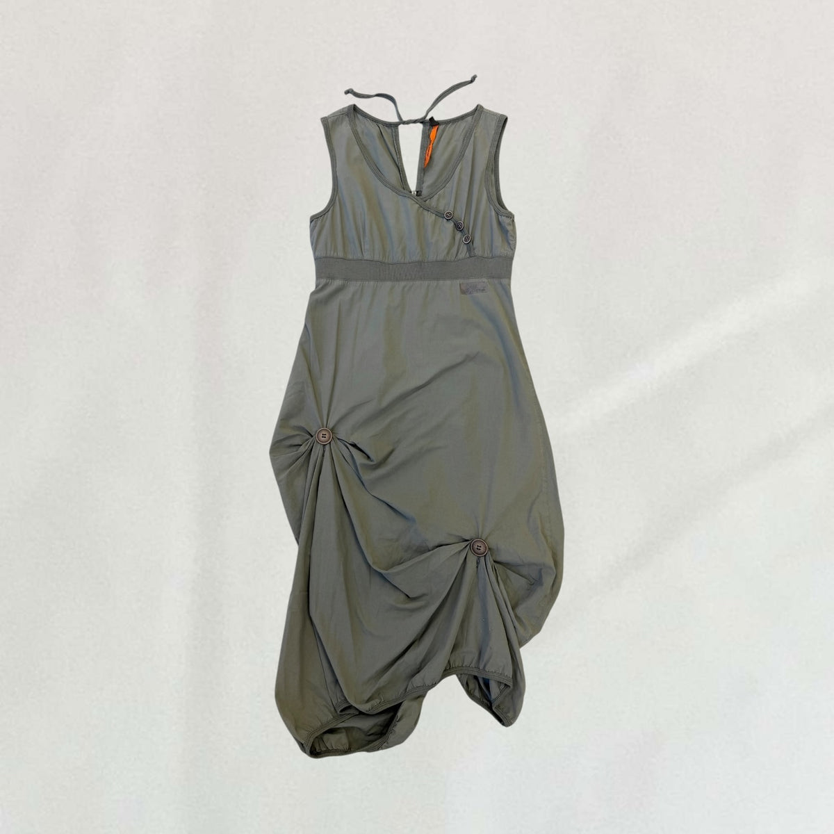 Vintage Cop Copine khaki green button midi dress – Vival Studios