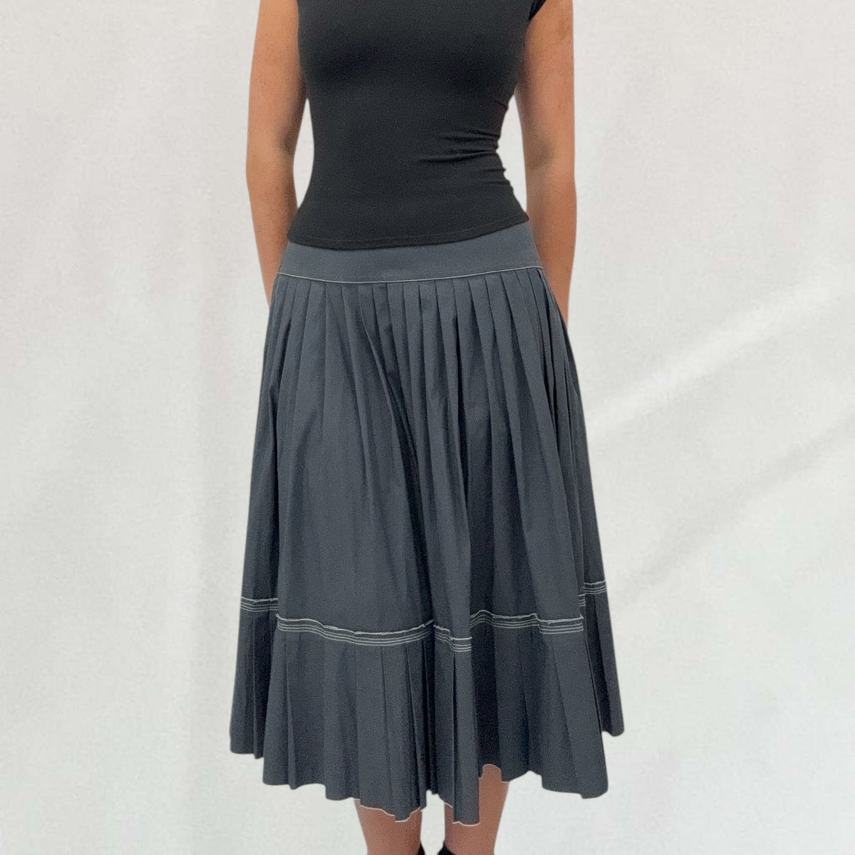 Vintage grey Prada pleated maxi skirt