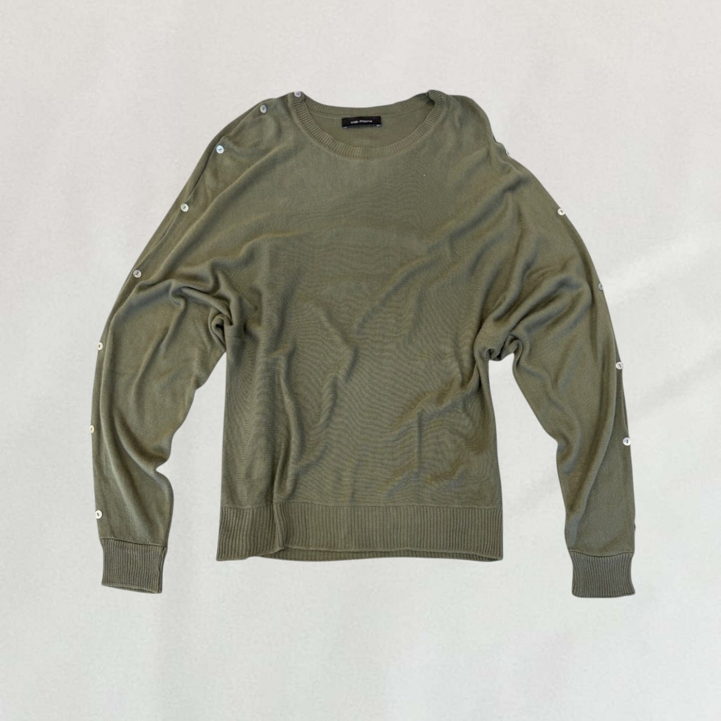 Cop Copine batwing thin knitted jumper with button up arm details