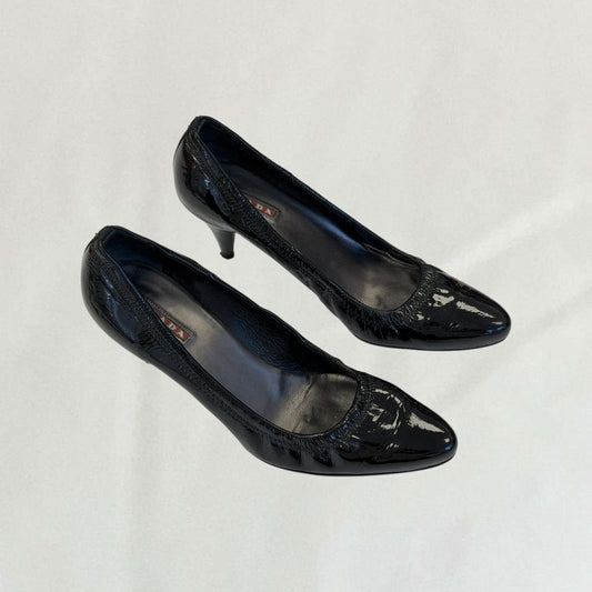 Vintage Prada black patent leather heels – Vival Studios