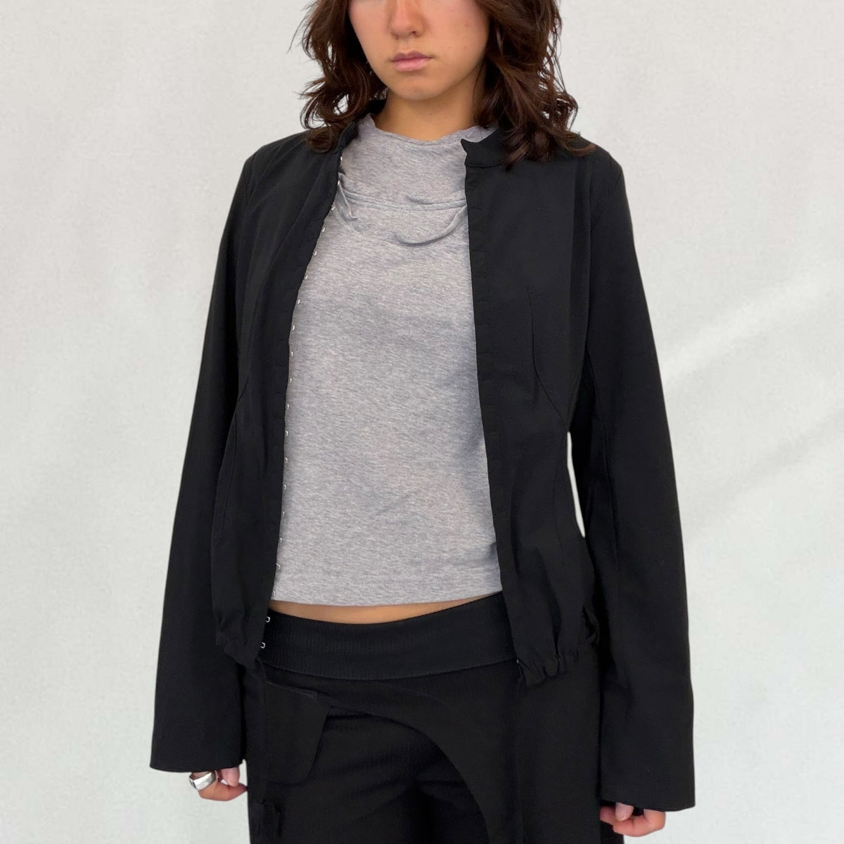 Marithé + François Girbaud hook and eye jacket