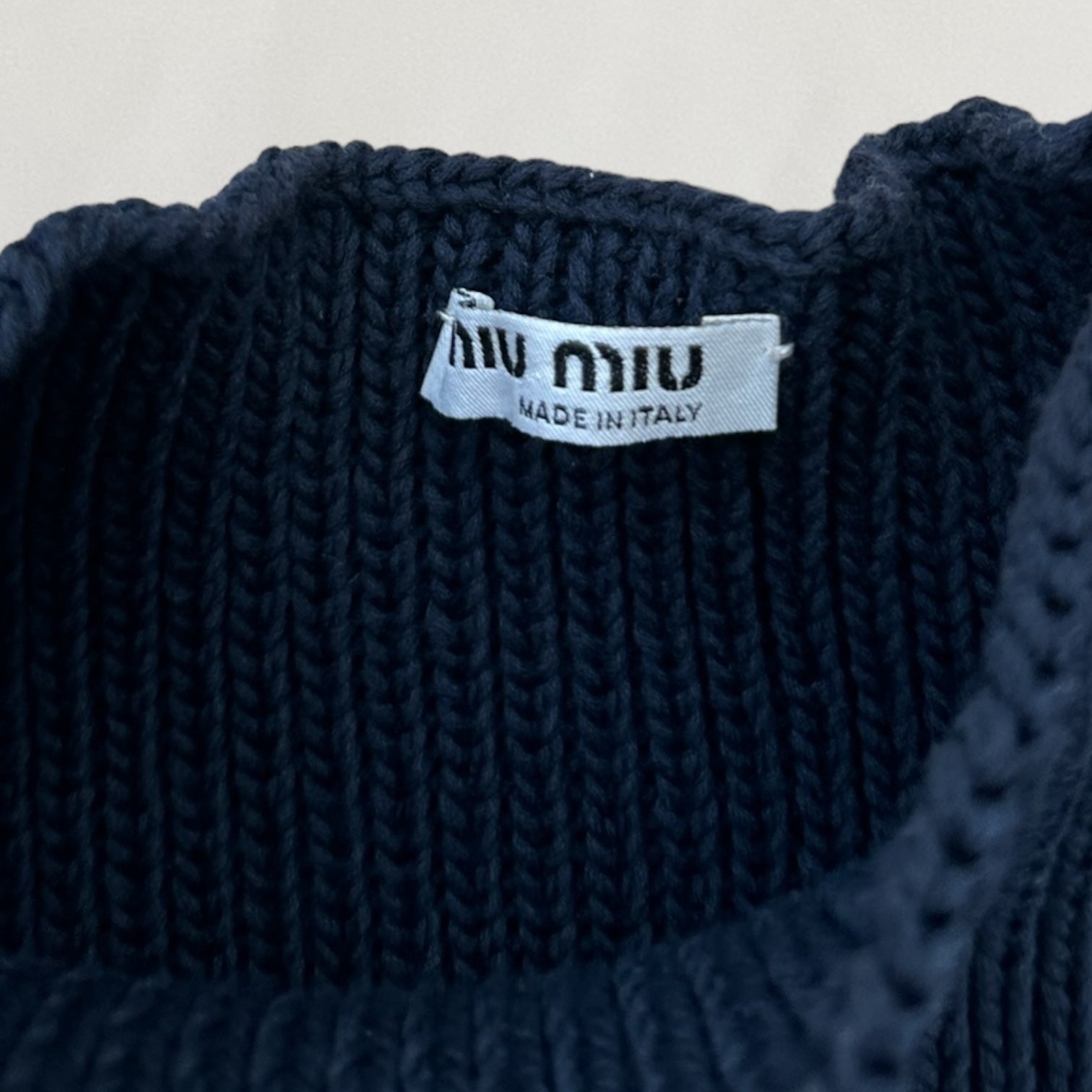 miu miu knitted dress Miu Miu -Striped Ribbed Logo Knit Mini Dress