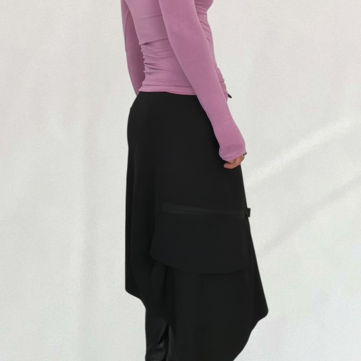 Vintage Cop Copine black asymmetric midi skirt – Vival Studios