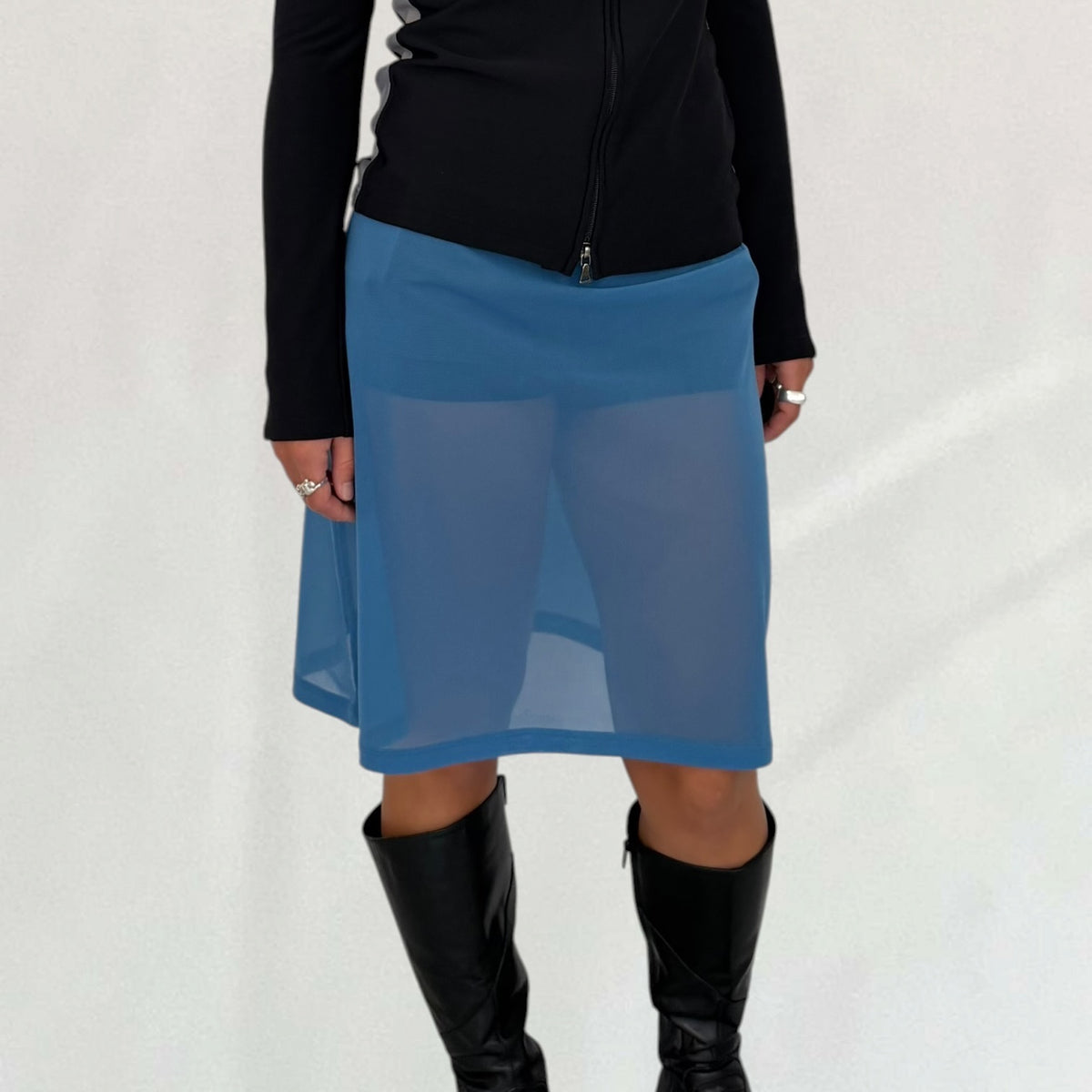 Vintage Save The Queen blue mesh midi skirt – Vival Studios