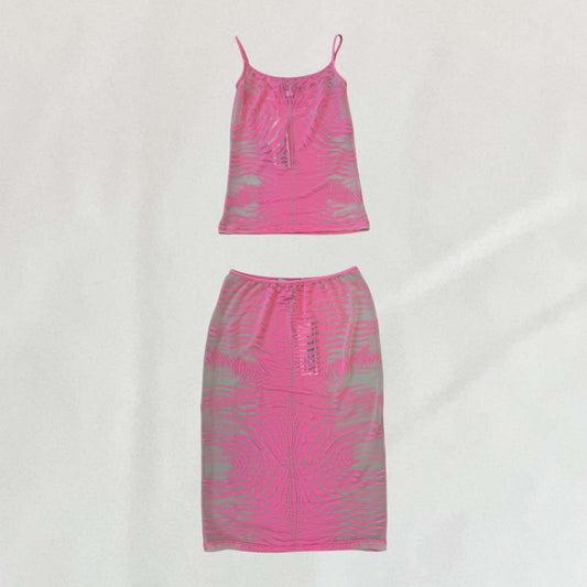 Roberto Cavalli zebra print top & skirt set