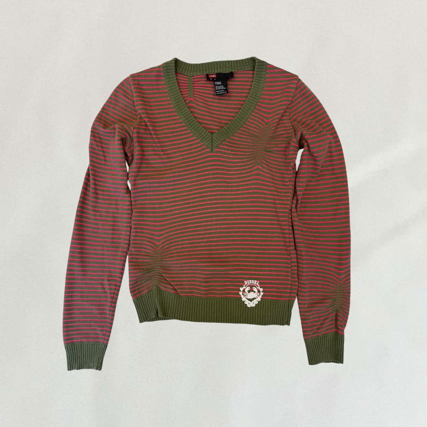 Diesel striped V-neck jumper