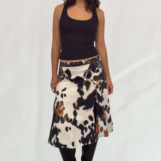 Roberto Cavalli cowhide print skirt
