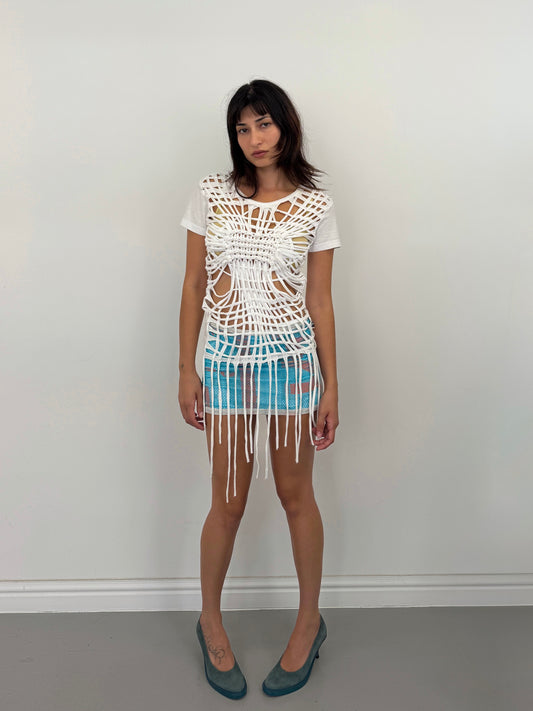 Vintage Jean Paul Gaultier white fringe T-shirt – Vival Studios