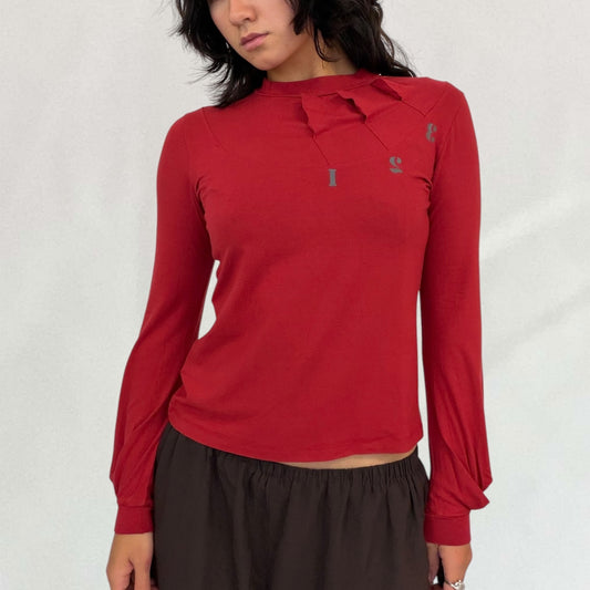 Vintage Cop Copine red spike sleeve top – Vival Studios