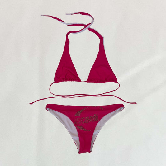 Vintage pink Roberto Cavalli bikini with rhinestone detailing