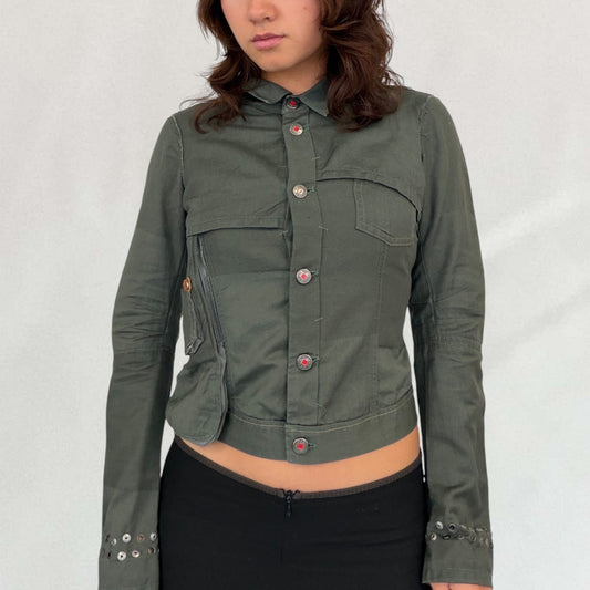 Vintage khaki green Marithé + François Girbaud button up jacket