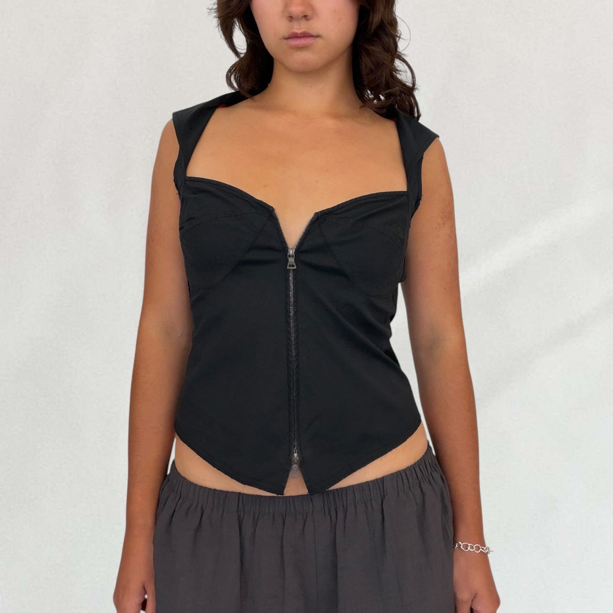 Prada double zip detail top