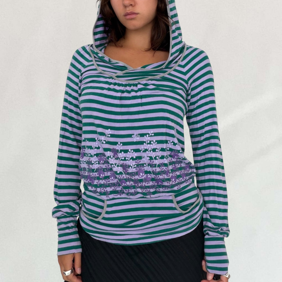 Copine striped hooded top