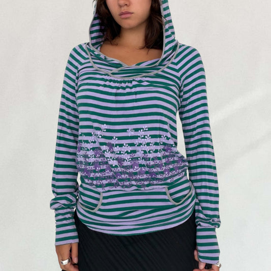 Copine striped hooded top