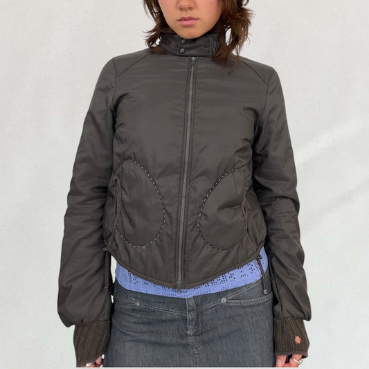 Cop Copine cropped bomber jacket with circle pocket details