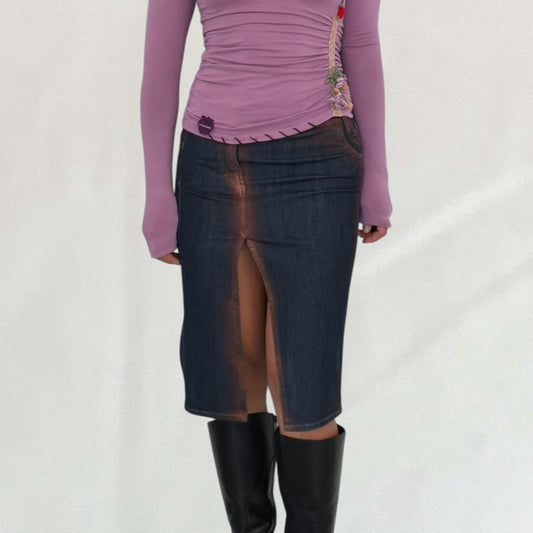 Vintage Roberto Cavalli denim asymmetric midi skirt – Vival Studios