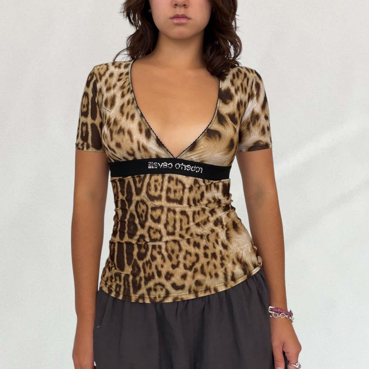 Brown Roberto Cavalli leopard print T-shirt