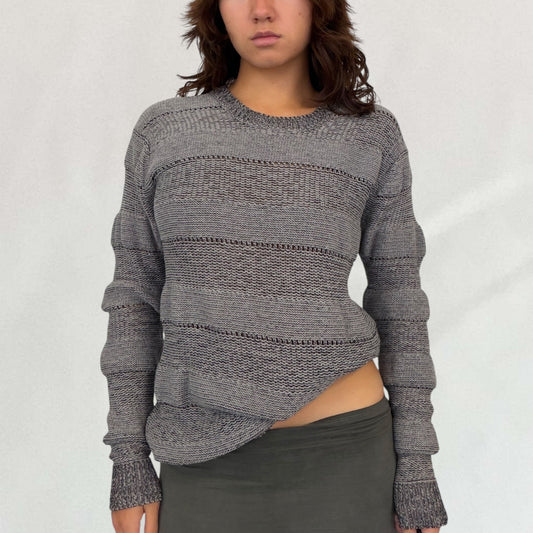 Vintage grey Marc Jacobs striped knitted jumper, can also be worn as a dress