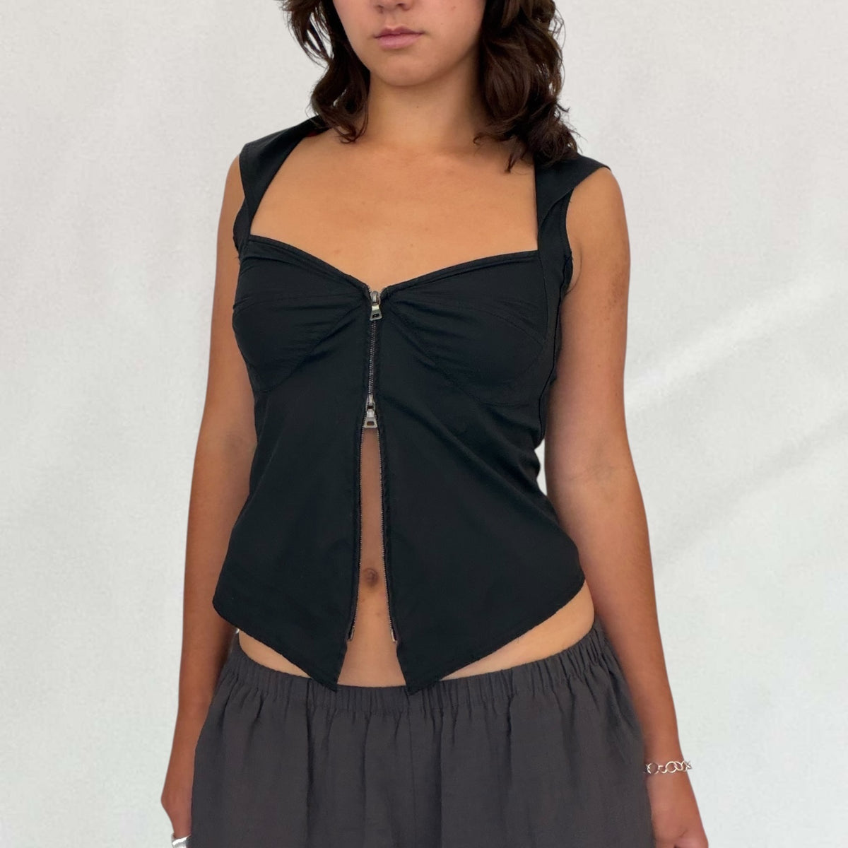 Prada double zip detail top