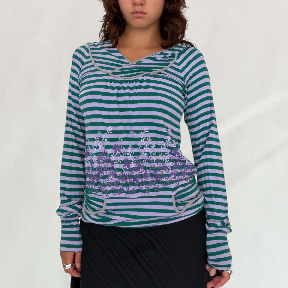 Copine striped hooded top