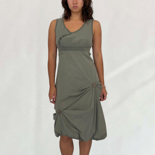 Vintage Cop Copine khaki green button midi dress – Vival Studios