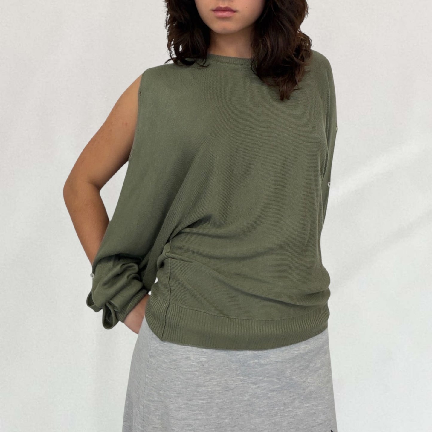 Cop Copine batwing thin knitted jumper with button up arm details