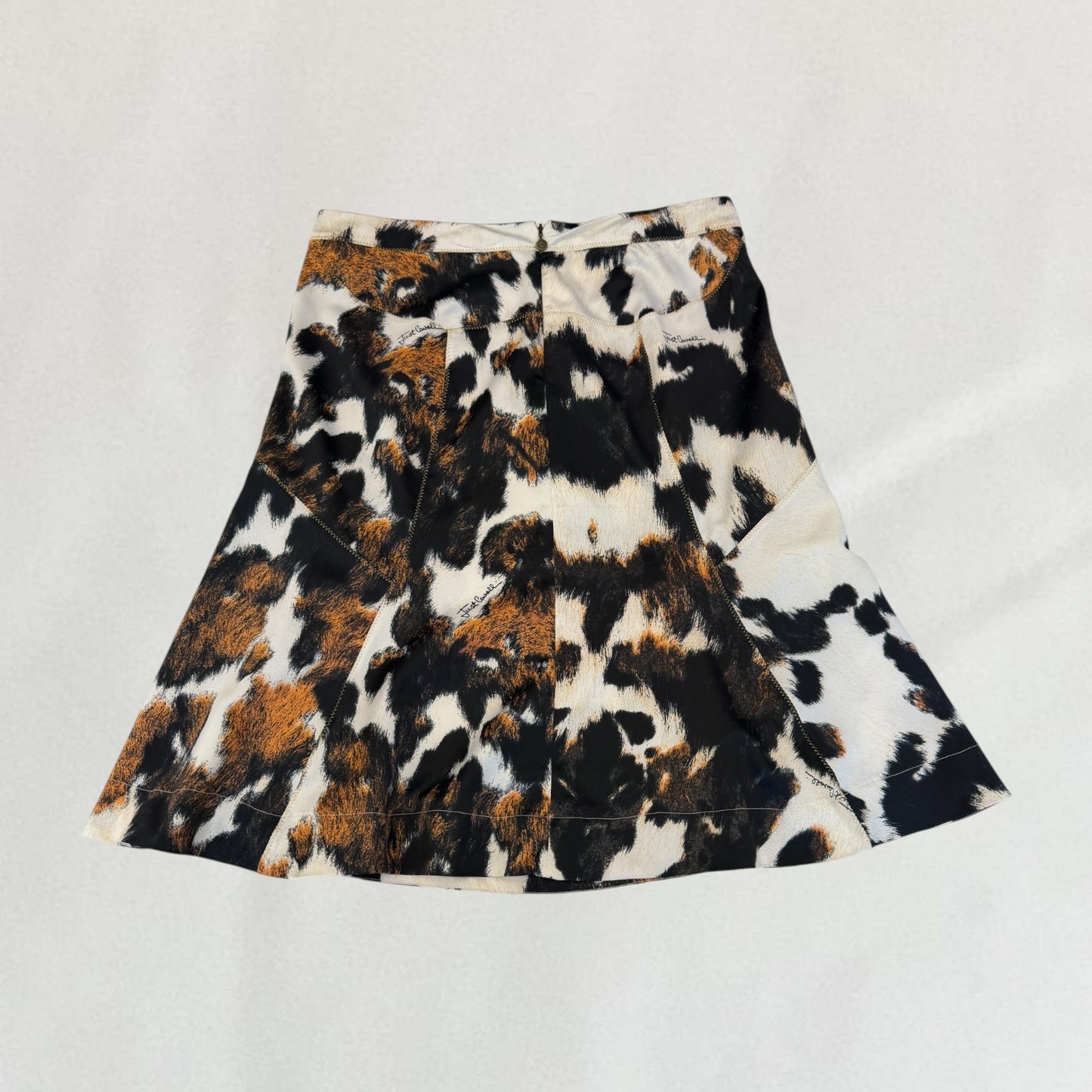 Roberto Cavalli cowhide print skirt