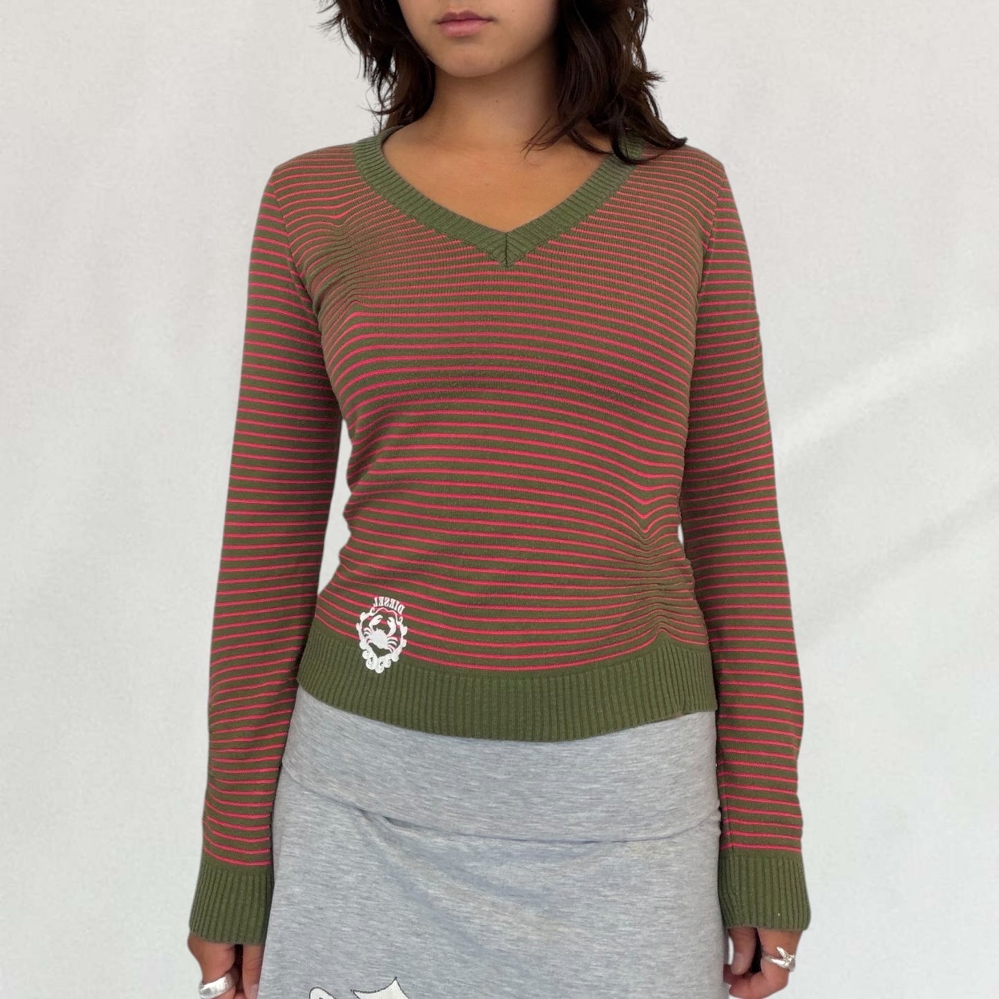 Diesel striped V-neck jumper