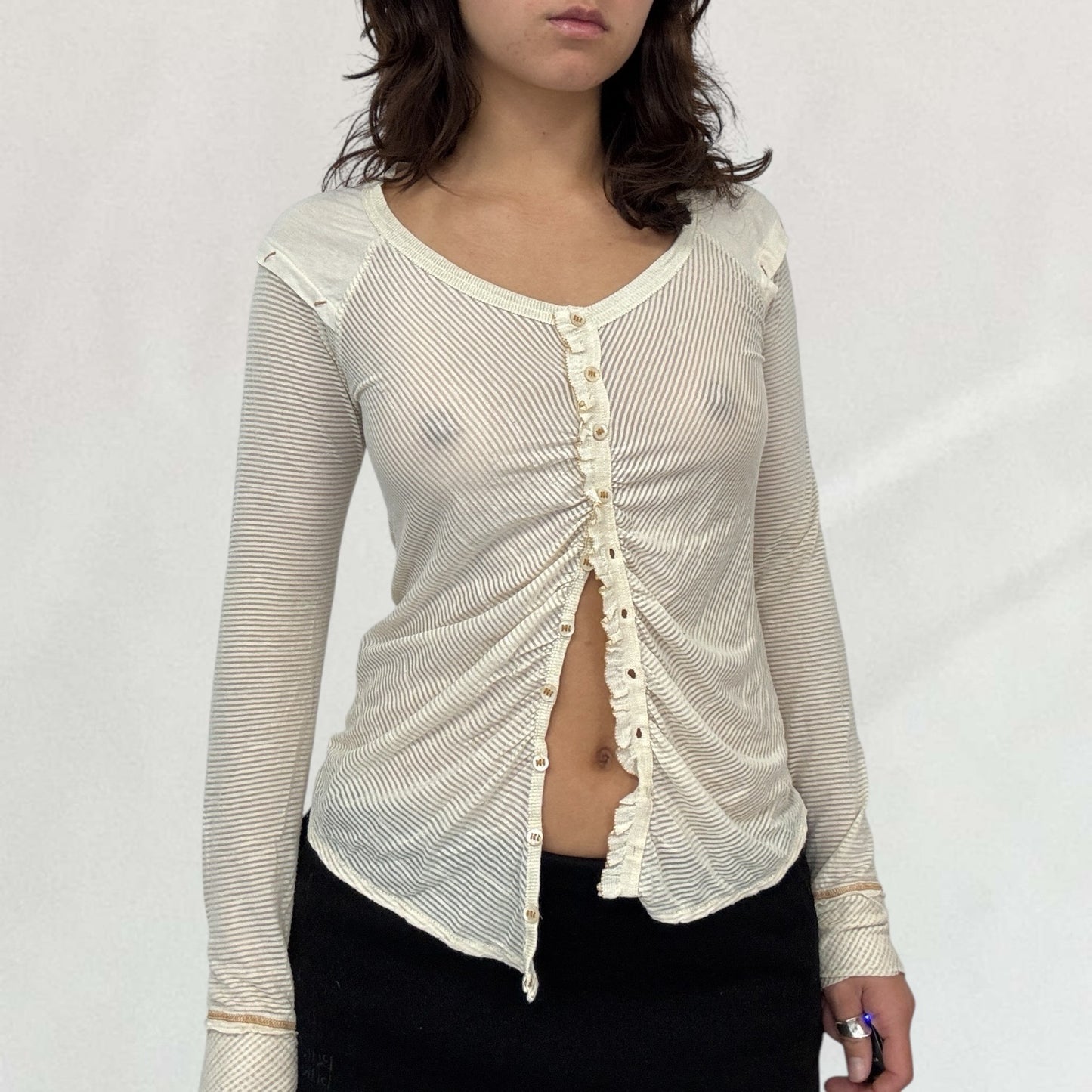 Marithé + François Girbaud sheer striped cardigan