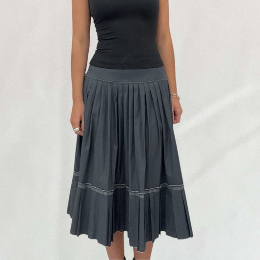 Vintage grey Prada pleated maxi skirt
