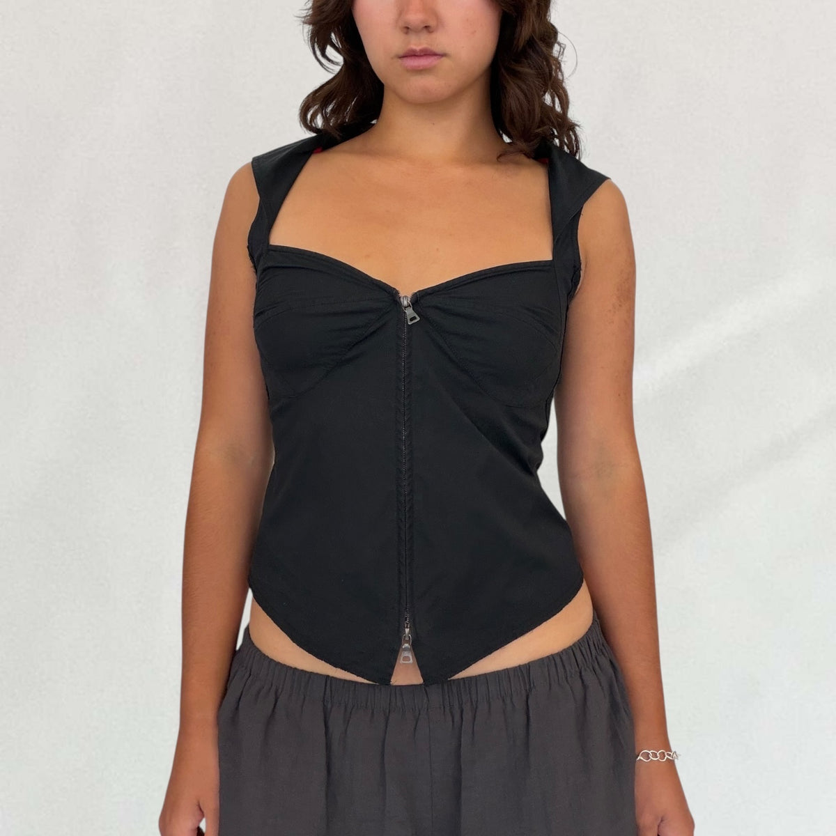 Prada double zip detail top