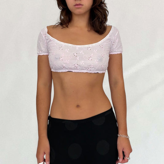 Vintage Blumarine pink broderie cropped top – Vival Studios