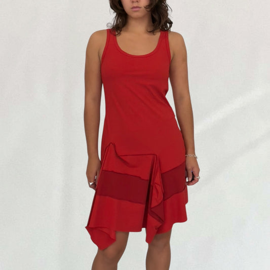 Vintage Marithé + François Girbaud red gathered midi dress – Vival Studios