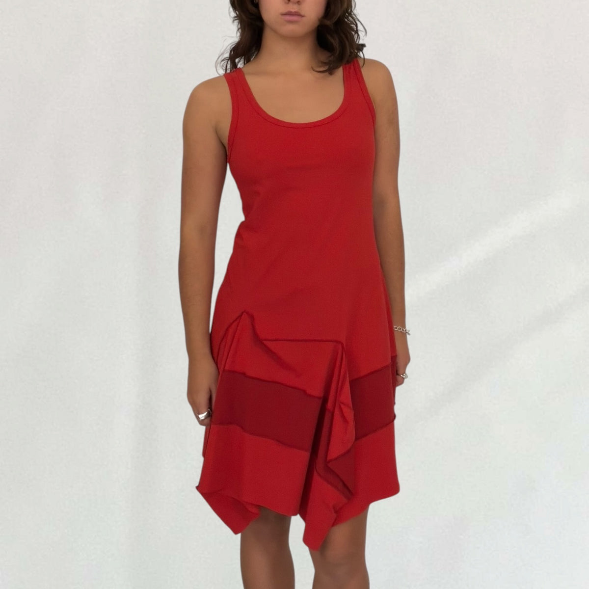 Vintage Marithé + François Girbaud red gathered midi dress – Vival Studios