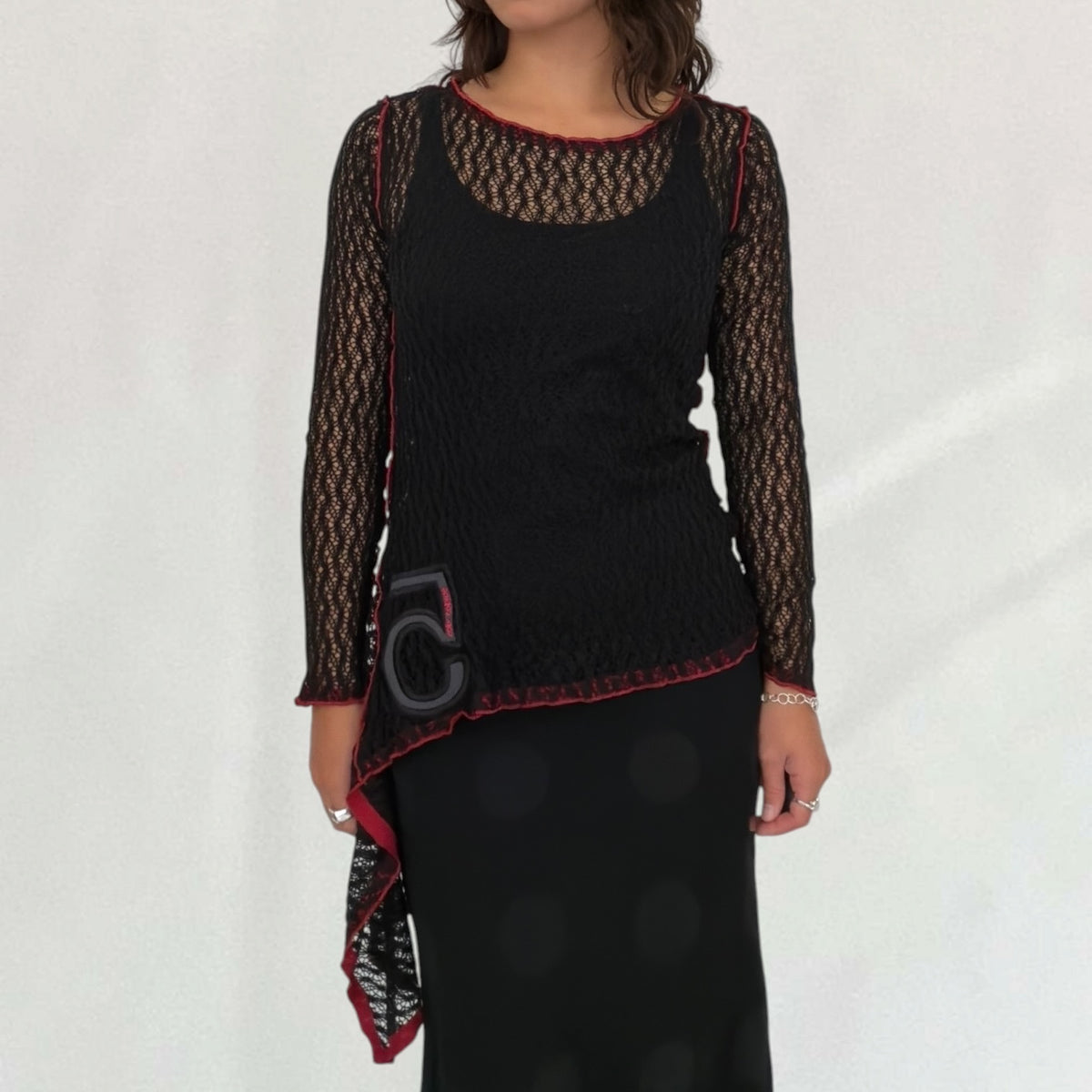 Vintage Cop Copine black asymmetric lace top – Vival Studios