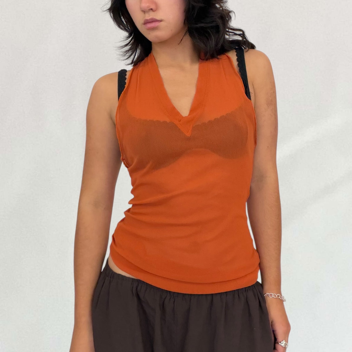 Vintage Jean Paul Gaultier orange sheer halter neck top – Vival Studios