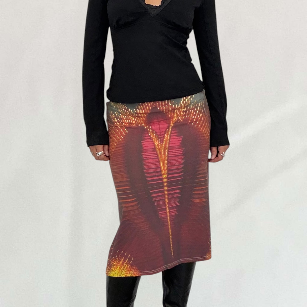 Roberto Cavalli orchid print midi skirt